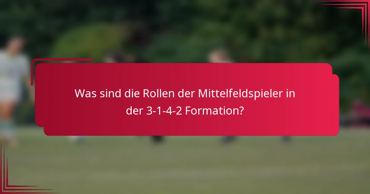 Was sind die Rollen der Mittelfeldspieler in der 3-1-4-2 Formation?