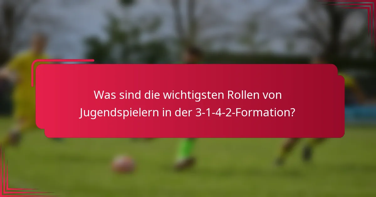 Was sind die wichtigsten Rollen von Jugendspielern in der 3-1-4-2-Formation?