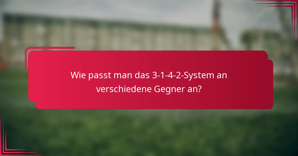 Wie passt man das 3-1-4-2-System an verschiedene Gegner an?